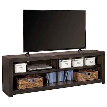 Contemporary 74" TV Console with 4 Open Shelves and Cord Access Holes